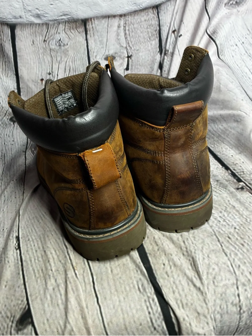 Skechers‎ Bruiser 6643 Men’s Brown Leather Lace Up Lug Sole Boots Size 12 GUC